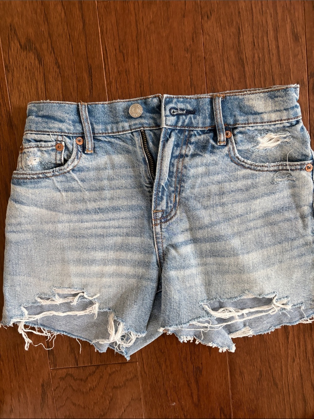 American Eagle Outfitters Light Wash Distressed Denim Shorts